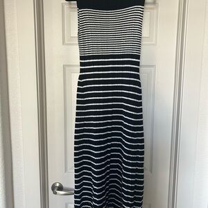 a new day Black and White Striped Midi Dress